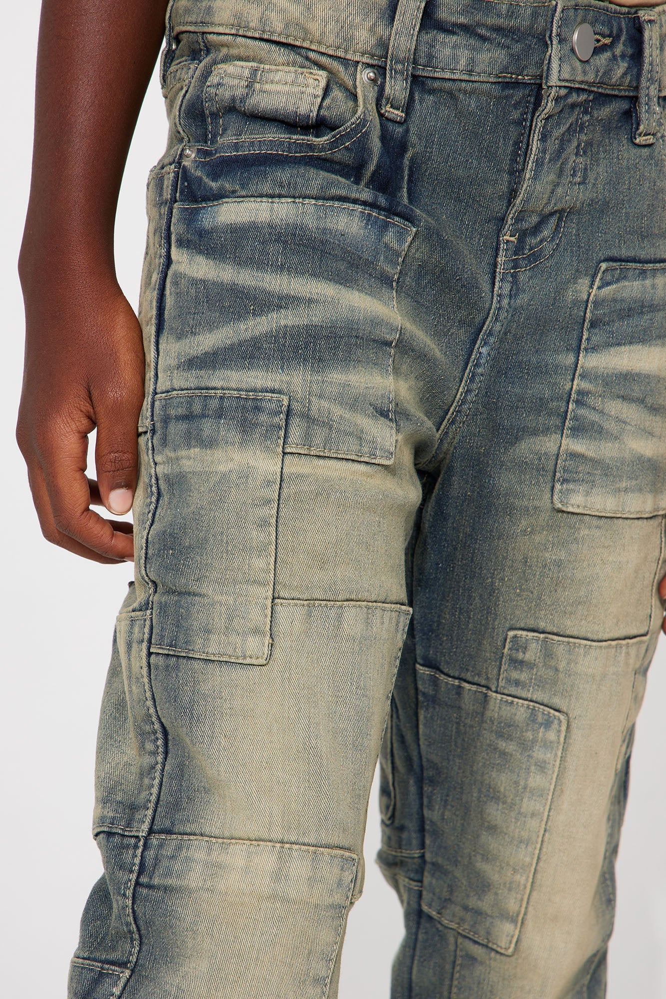 Mini Mosley Stacked Slim Flare Jeans - Medium Wash