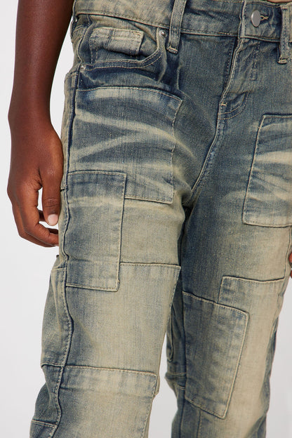 Mini Mosley Stacked Slim Flare Jeans - Medium Wash