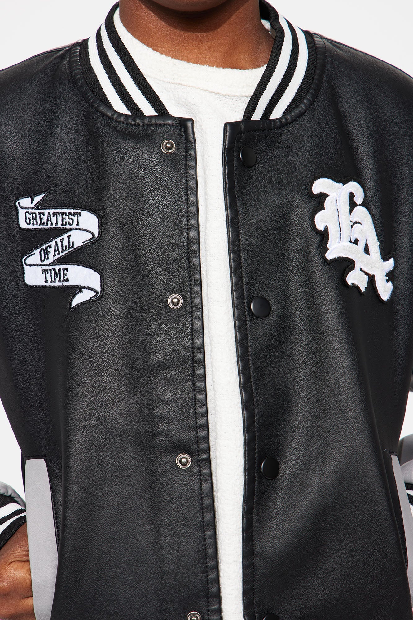 Mini Greatest Of All Time In LA Varsity Jacket - Black/Grey