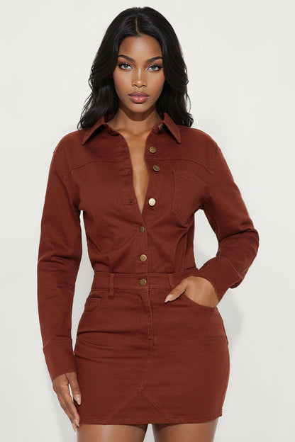 Belleville Denim Mini Dress - Brown