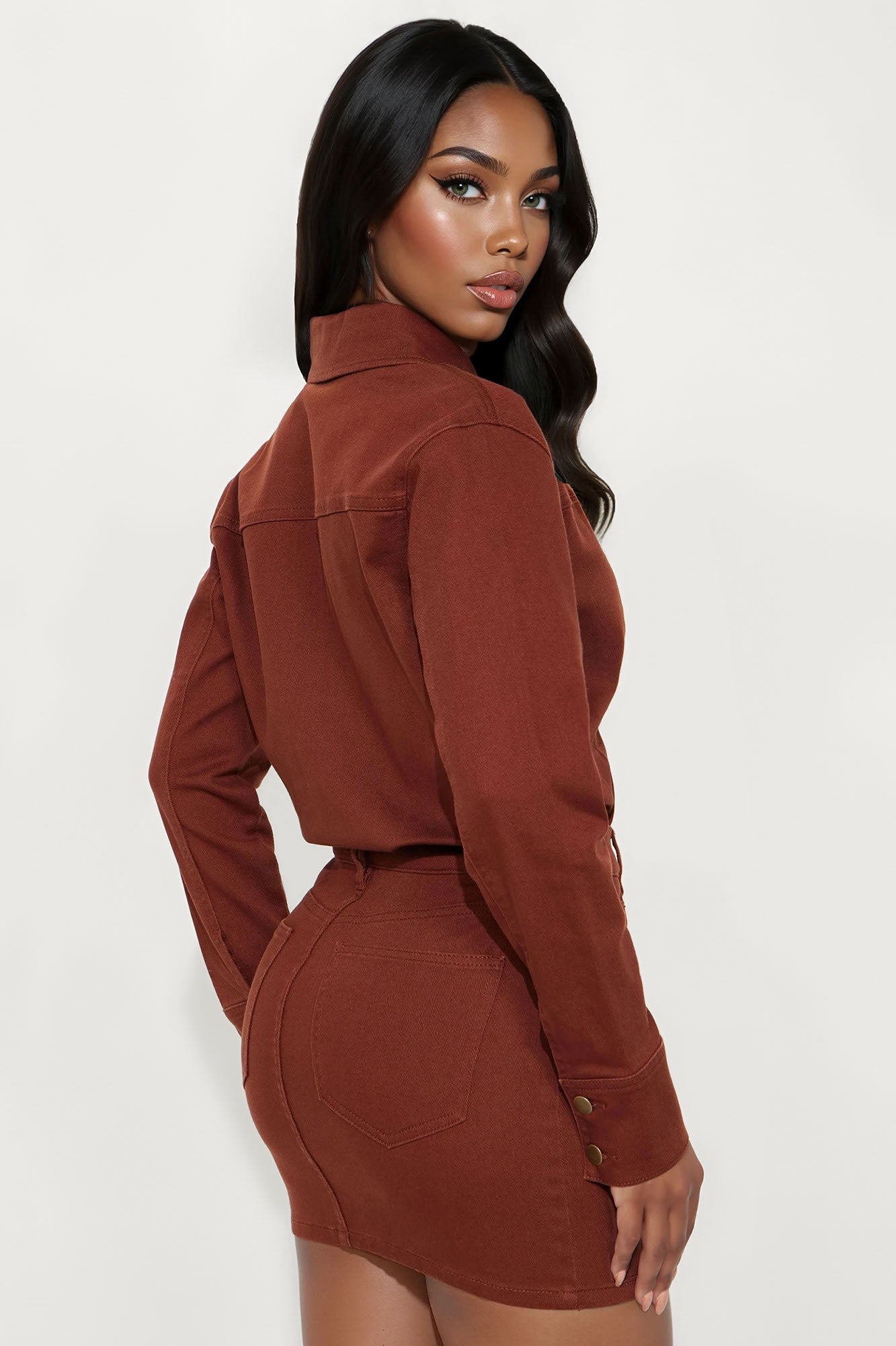 Belleville Denim Mini Dress - Brown