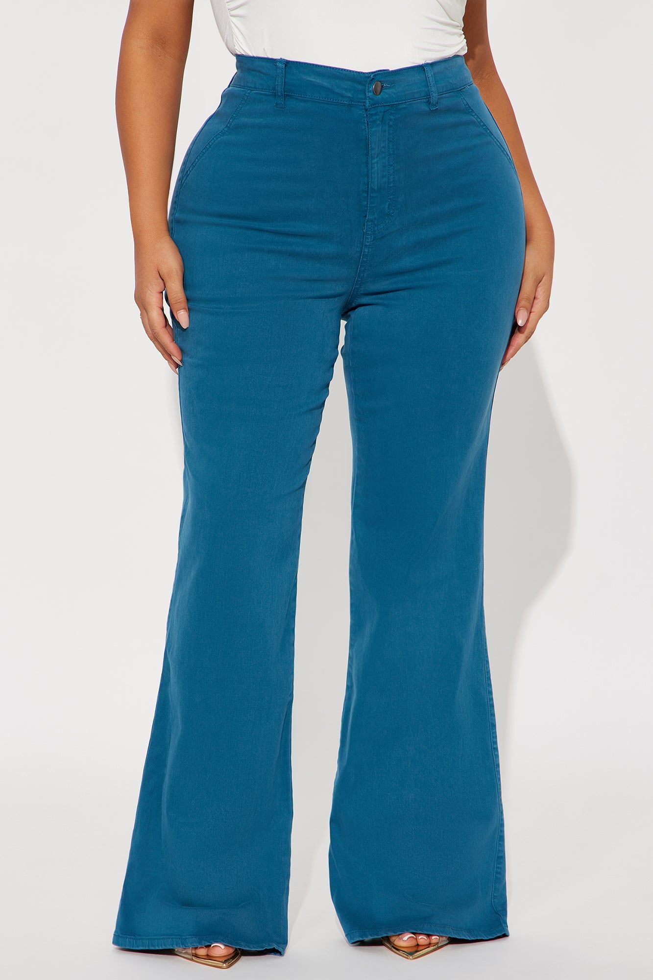 Classic Color Trouser Flare Jeans - Teal