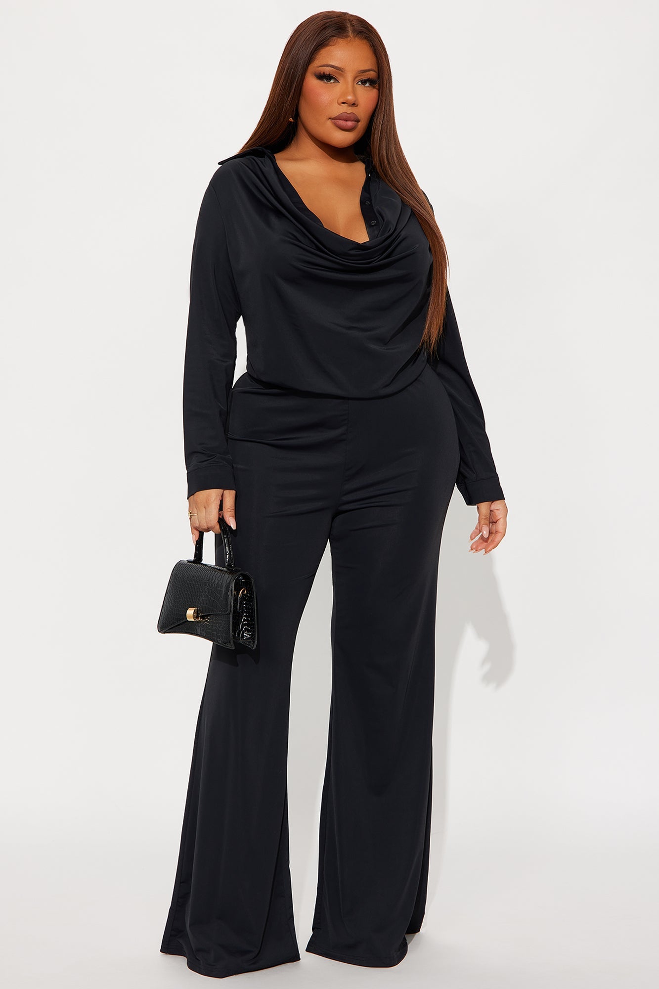 Claire Tricot Flare Jumpsuit - Black