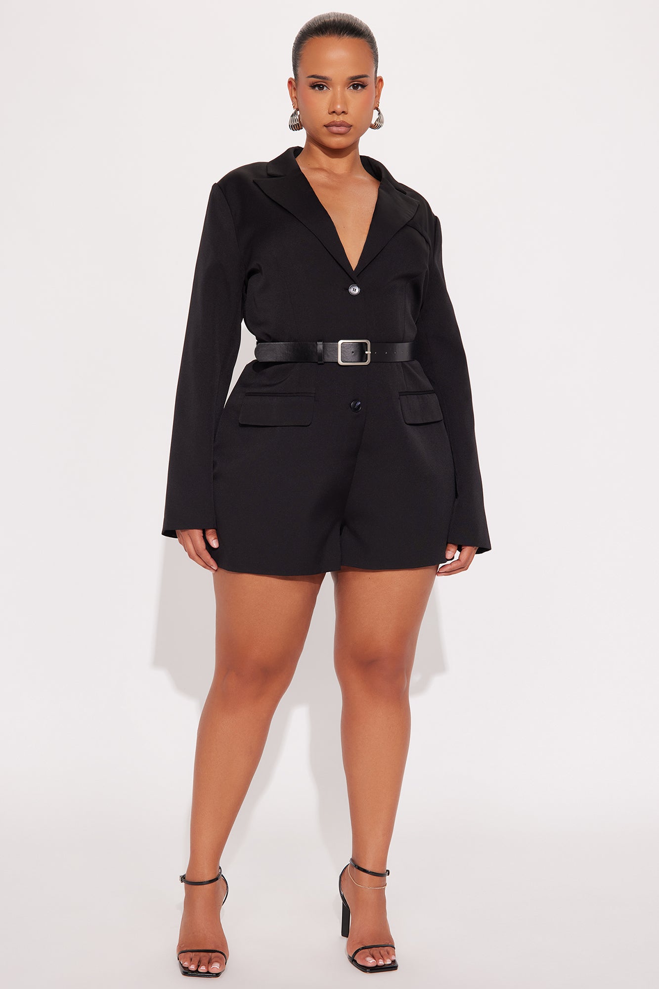 Kalani Blazer Belted Romper - Black
