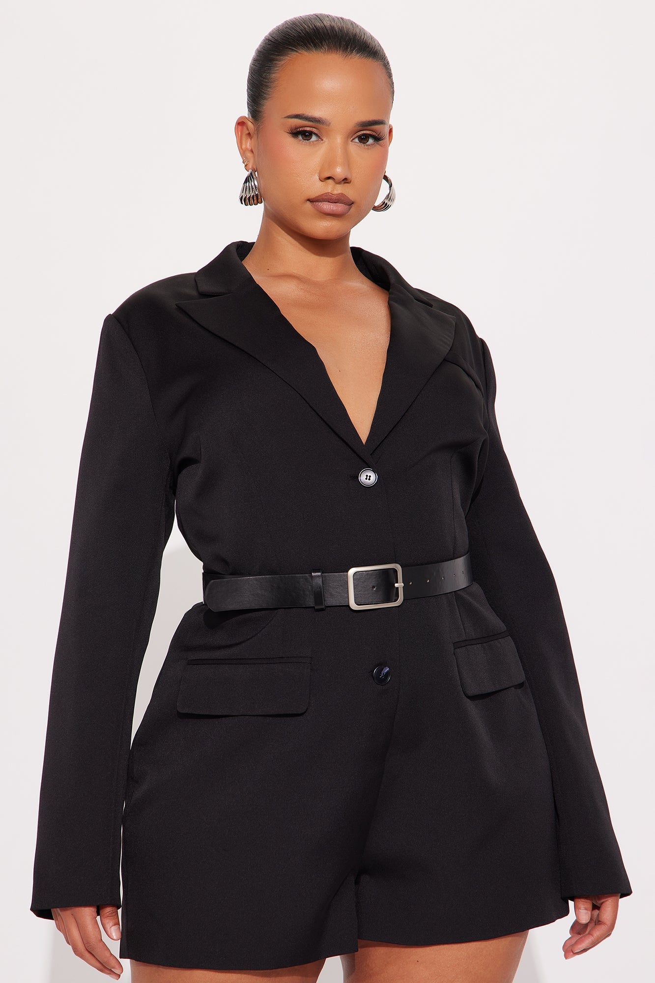 Kalani Blazer Belted Romper - Black