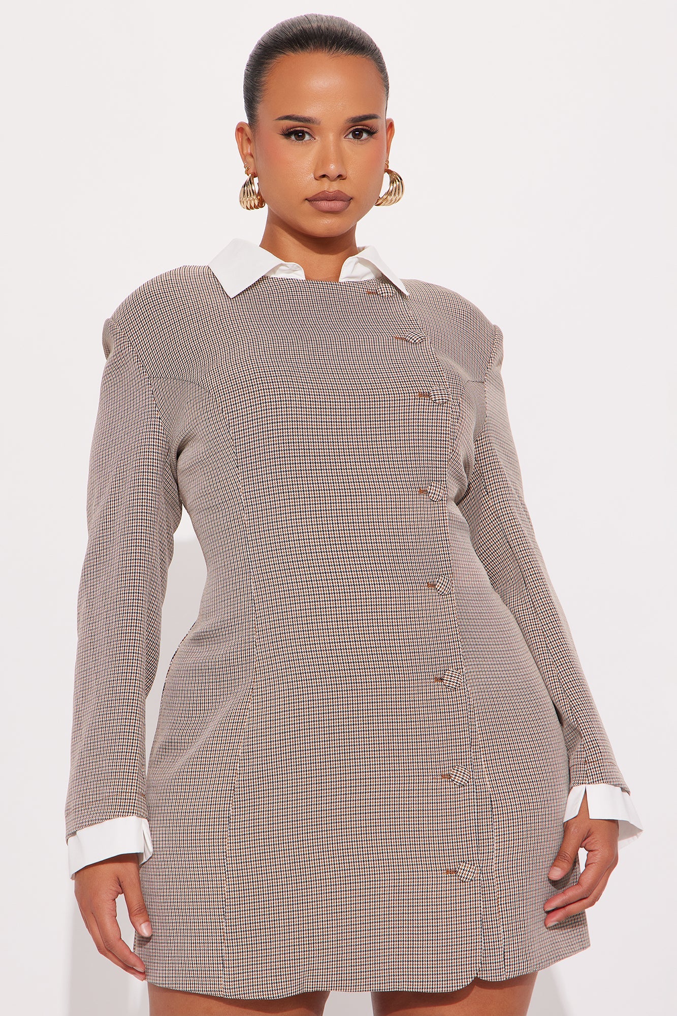 Case Dismissed Houndstooth Mini Dress - Brown/combo