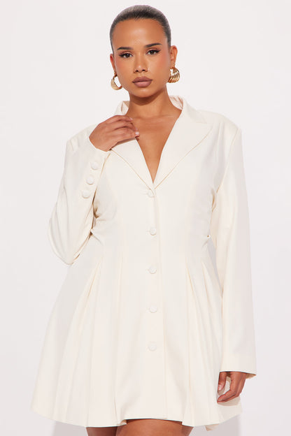 Cold Power Blazer Mini Dress - Cream