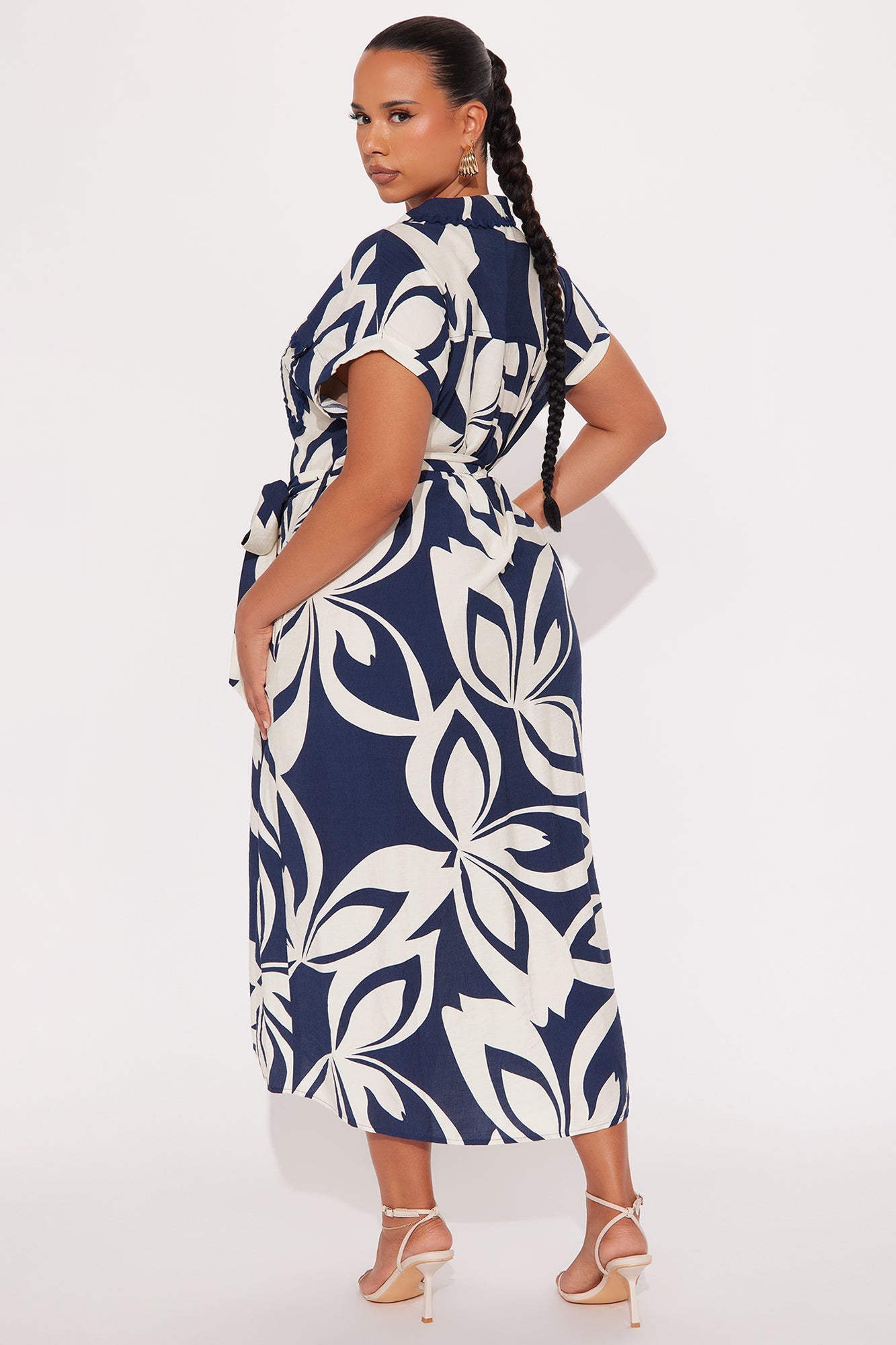 Morin Linen Midi Dress - Blue/combo