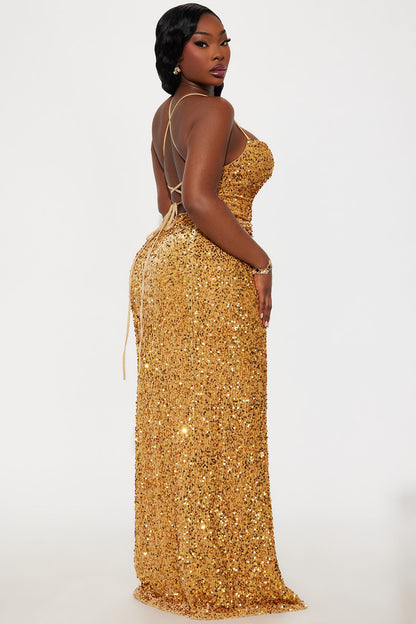 Tokyo Nights Sequin Gown - Gold