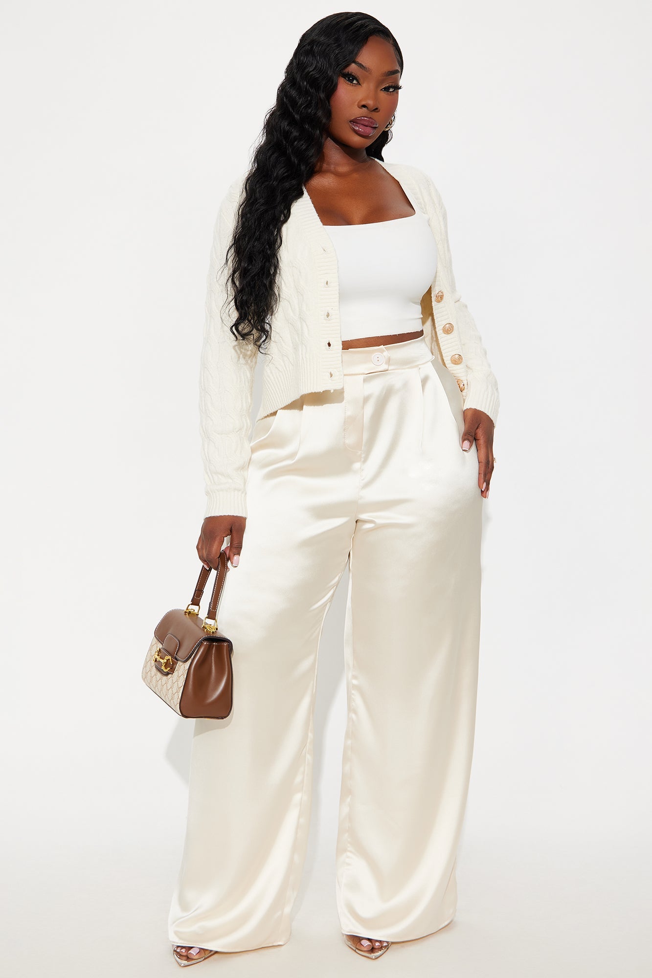 Tone It Down Satin Trouser - Cream
