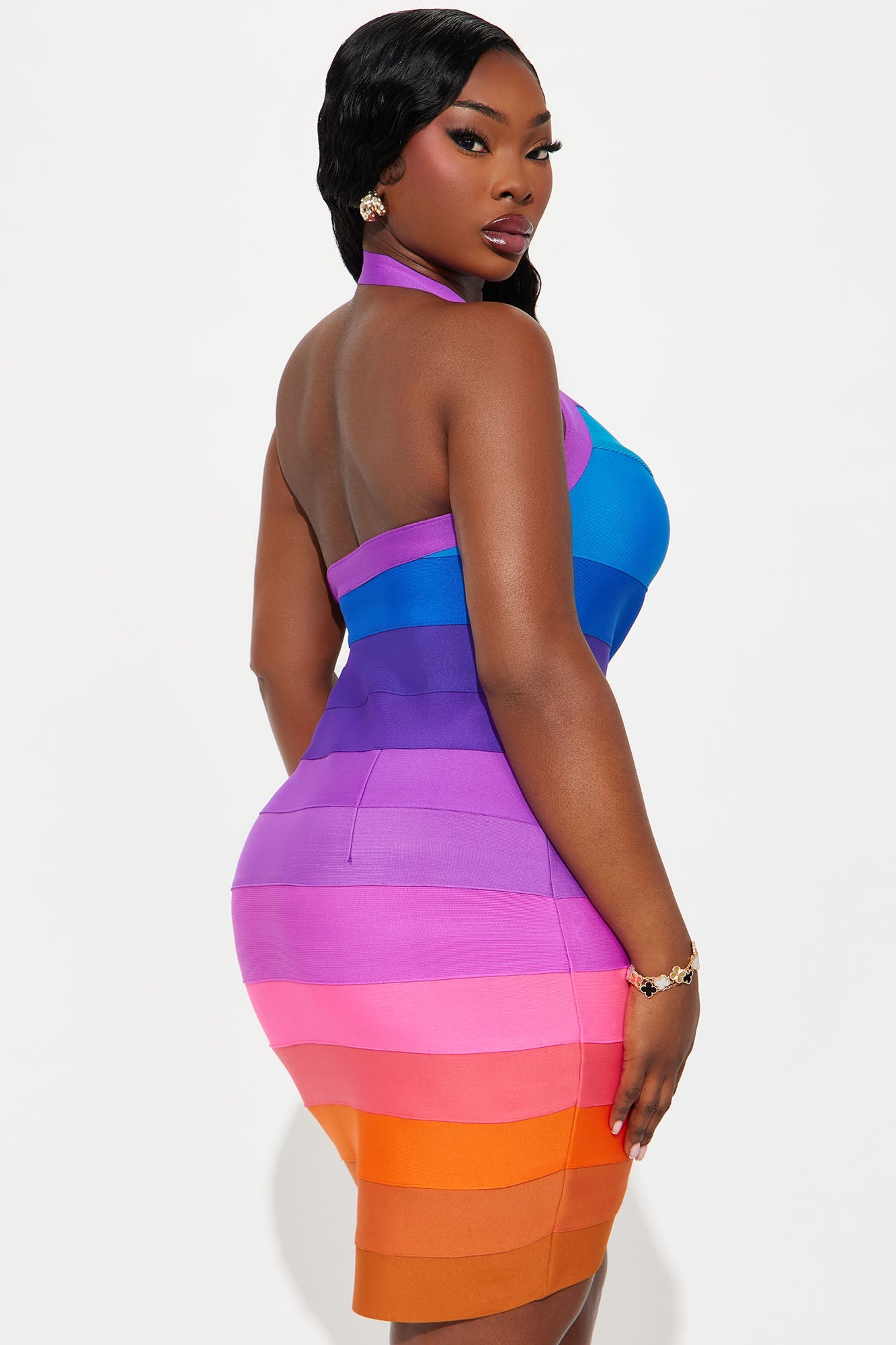 Lucy Bandage Midi Dress - Purple/combo