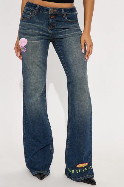 Von Dutch Tint Low Rise Flare Jeans - Dark Wash