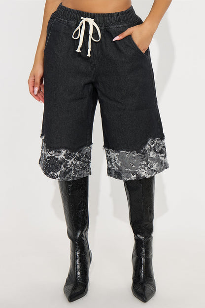 Westerly Pull On Denim Jorts - Black Wash