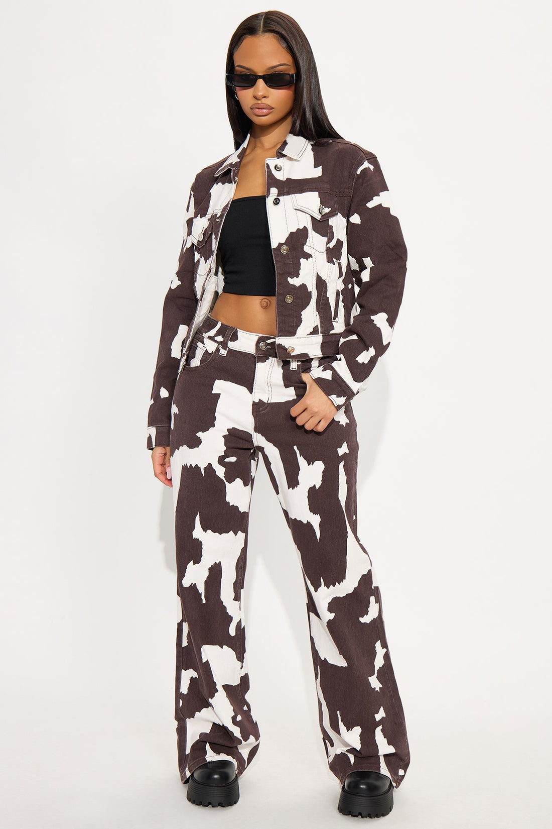 Montana Wide Leg Jeans - Brown/combo