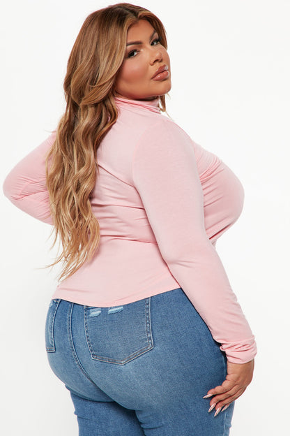 Pamela Turtle Neck Long Sleeve Top - Pink