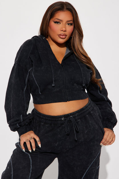 Norah Washed Lounge Hoodie - Black
