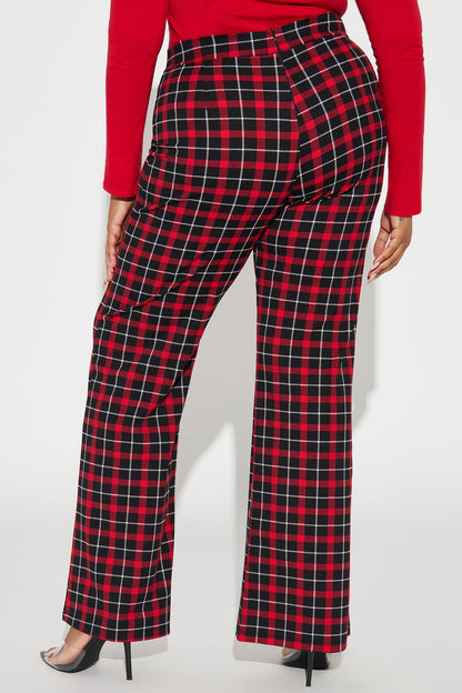 Victoria High Waisted Dress Pant - Red/Black