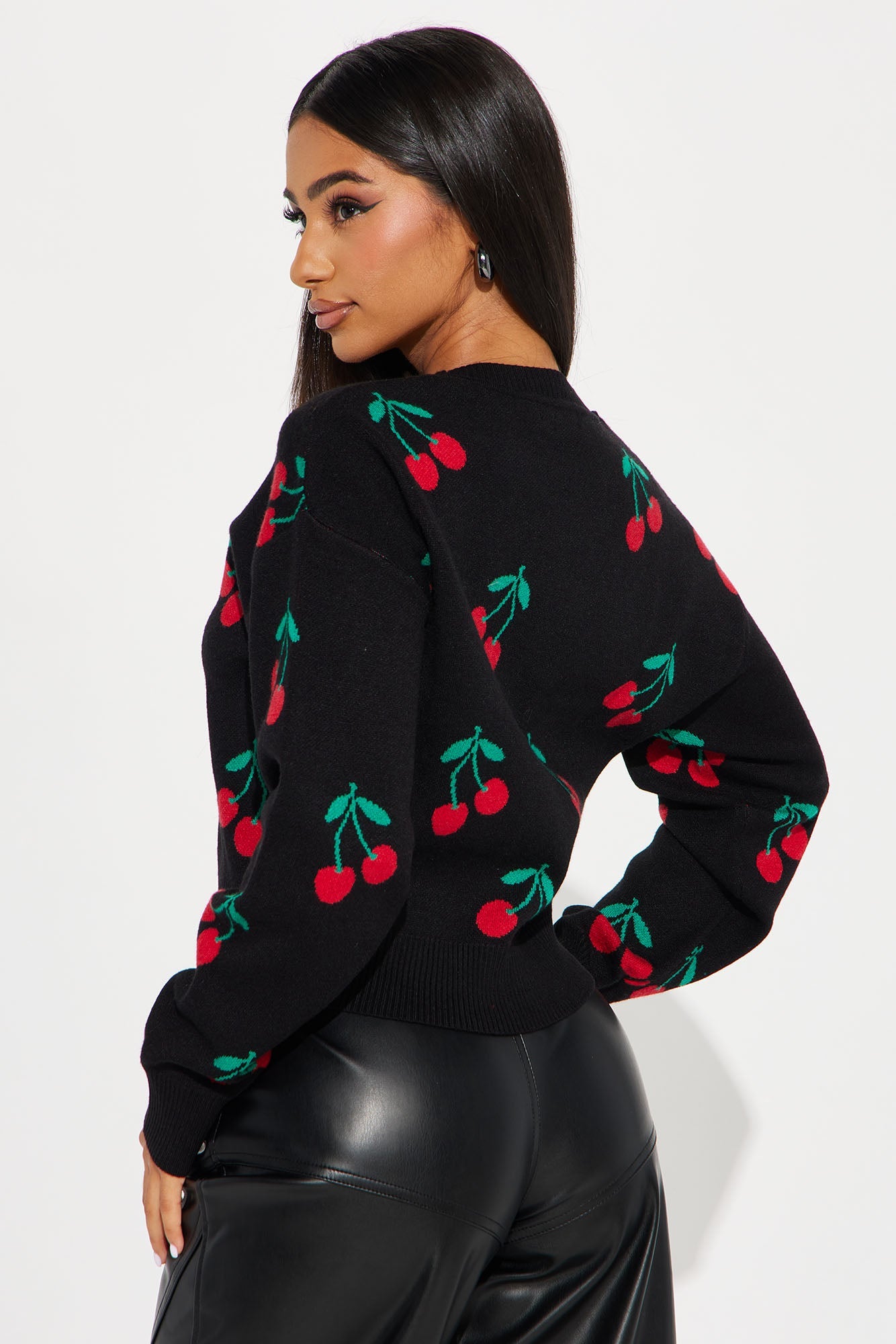 I Love Cherries Sweater - Black/combo