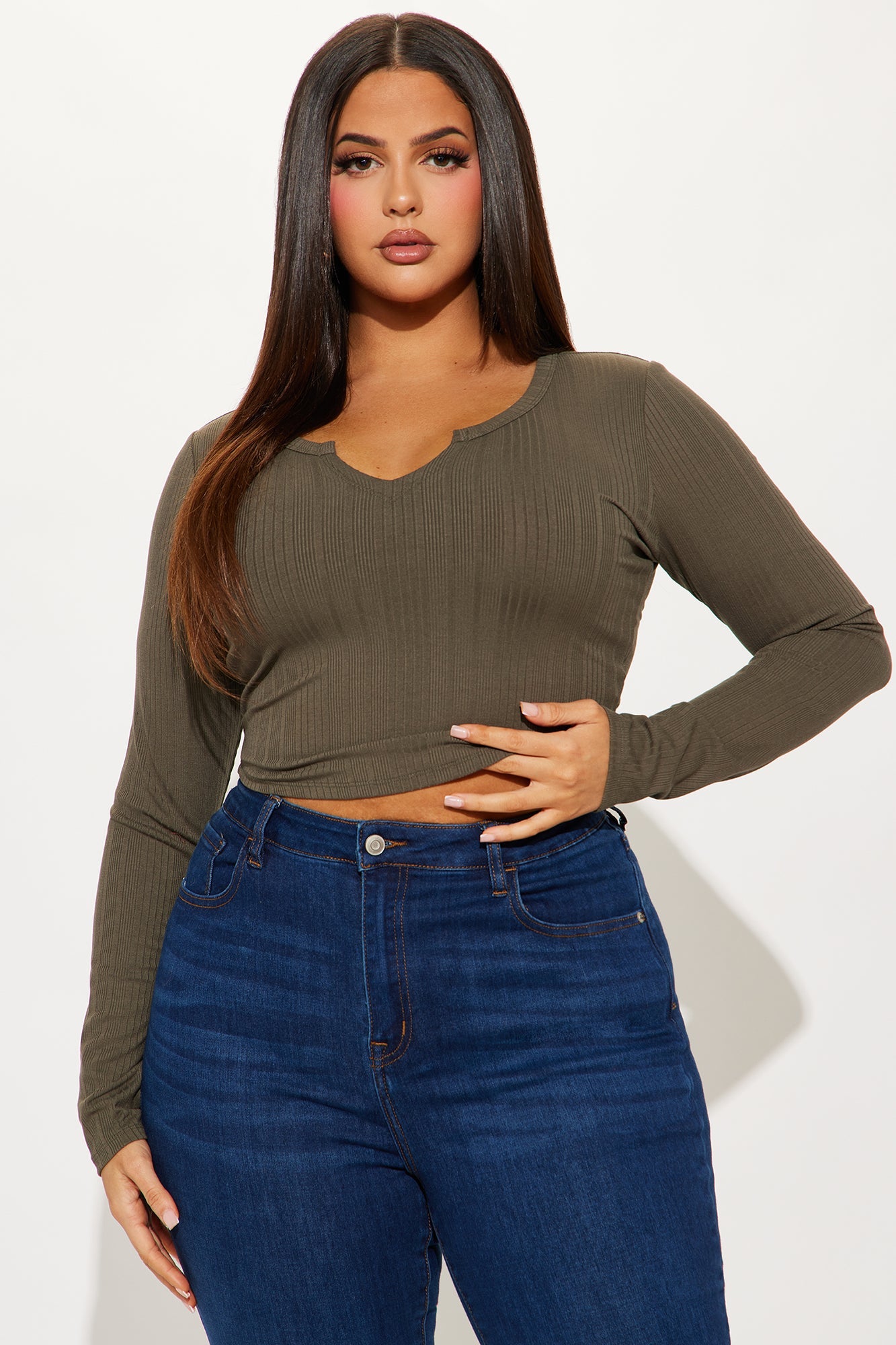 Koryn Ribbed Top - Olive