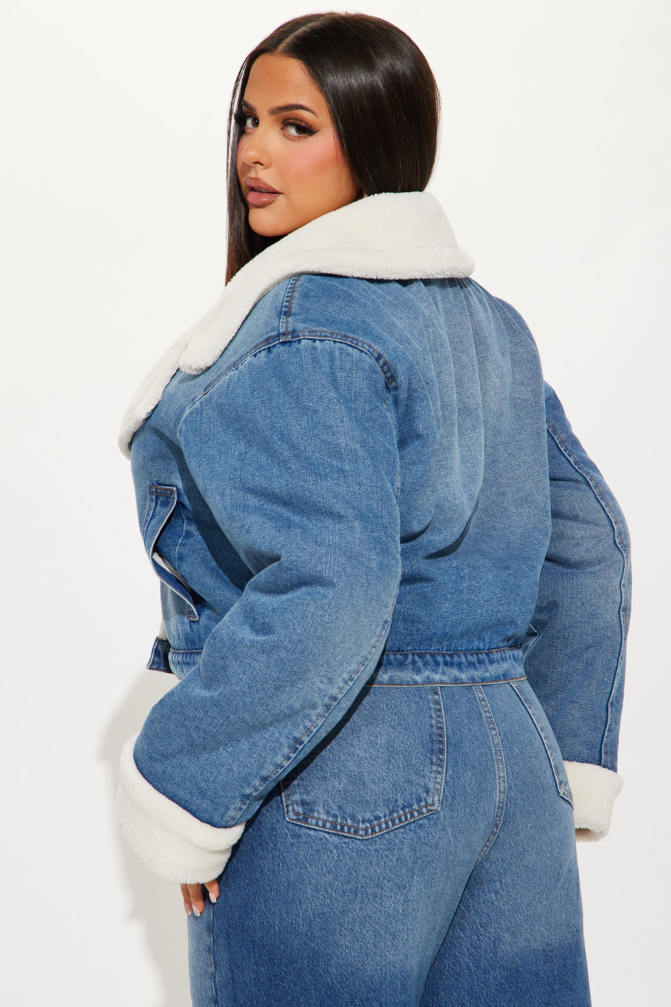 Mila Denim Shearling Jacket - Medium Wash