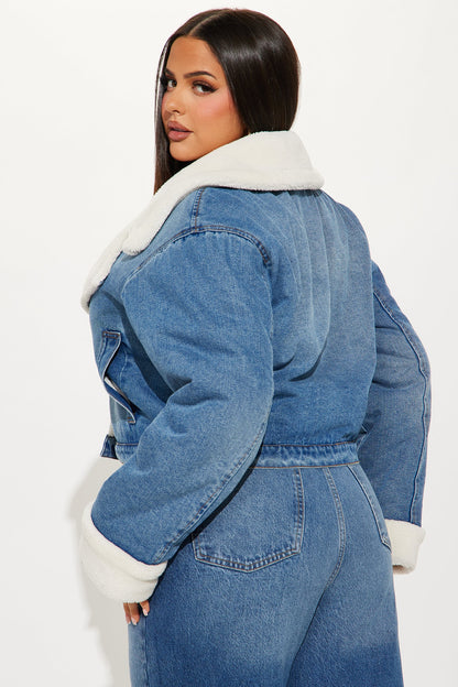 Mila Denim Shearling Jacket - Medium Wash