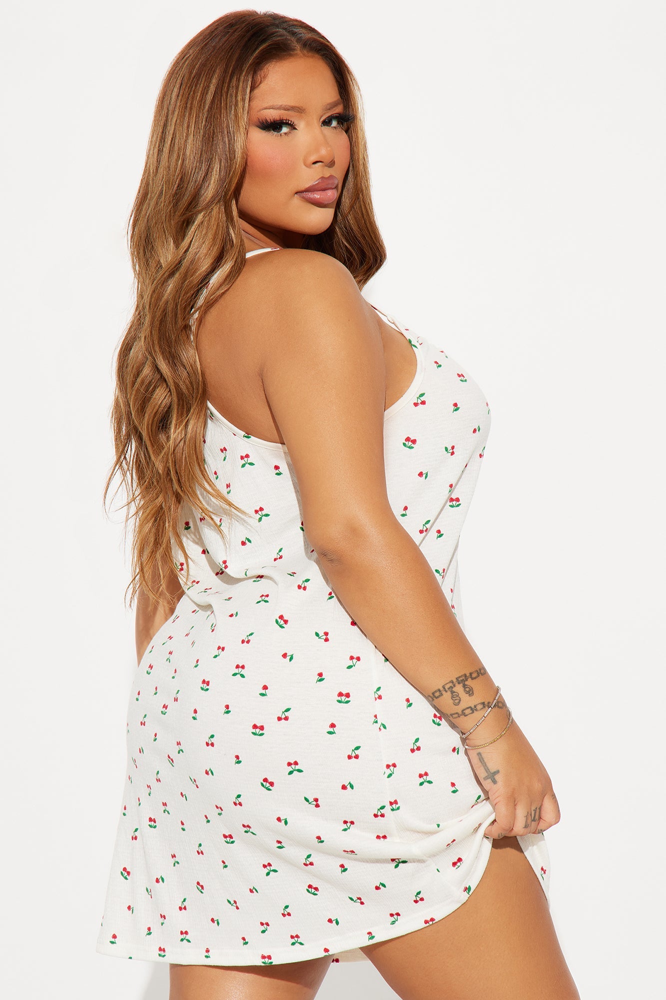 Cherry Cutie Cami PJ Sleep Dress - White/combo
