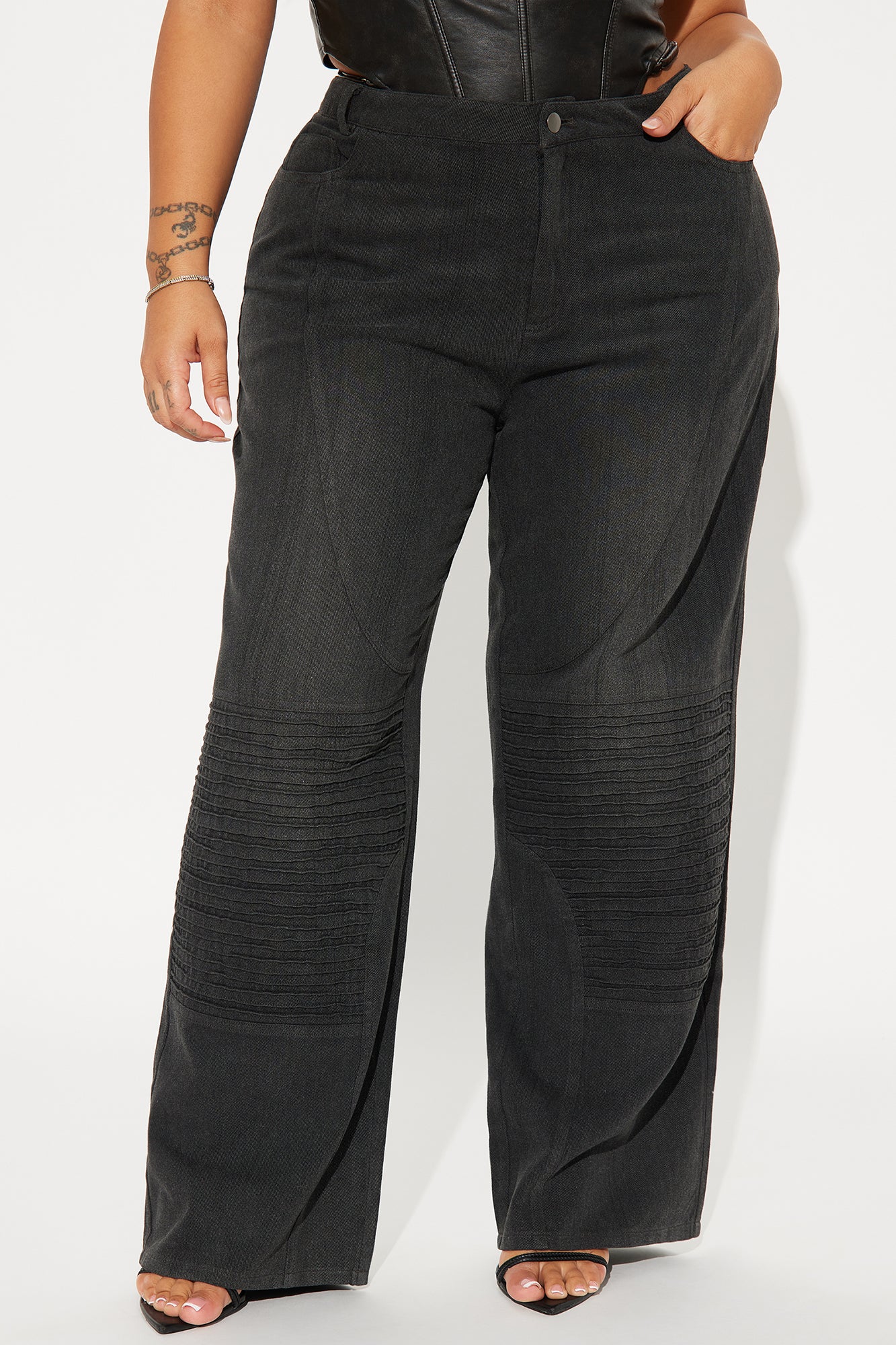 Race With Me Moto Straight Leg Pant - Black