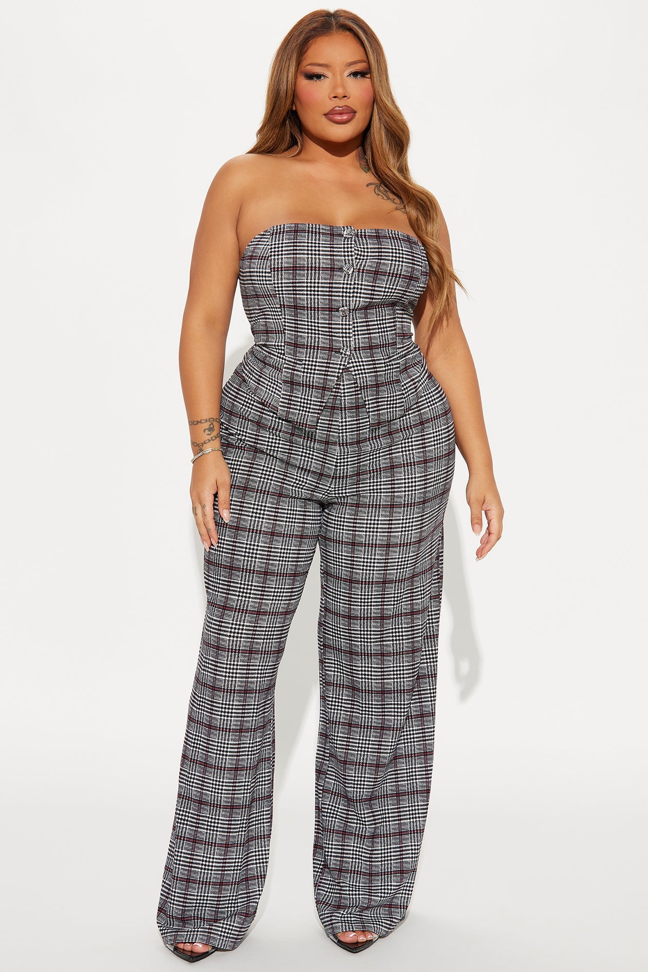 Late to Work Jumpsuit - Grey/combo
