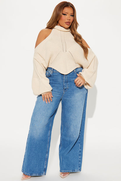 Karasi Cold Shoulder Sweater - Oatmeal