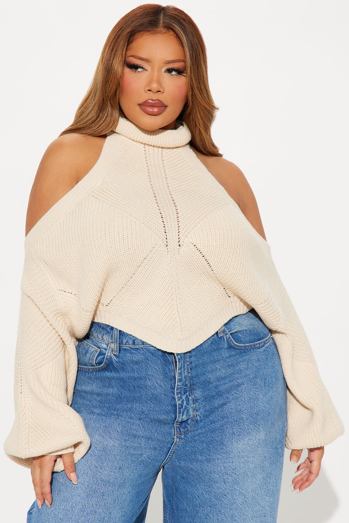 Karasi Cold Shoulder Sweater - Oatmeal