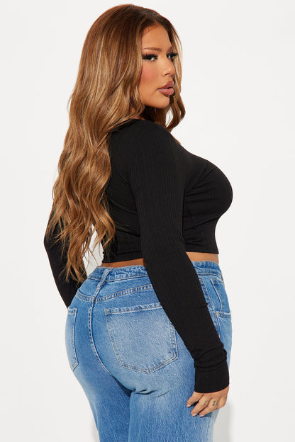 Koryn Ribbed Top - Black