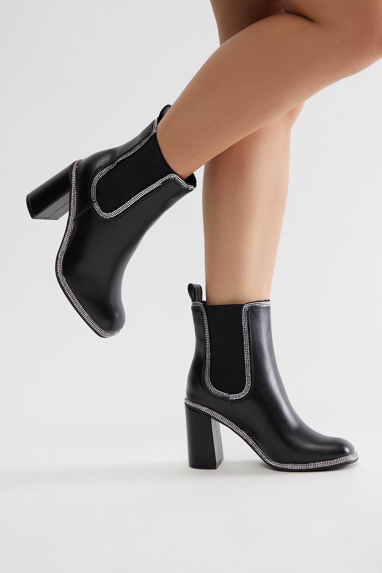 Sonora Rhinestone Booties - Black