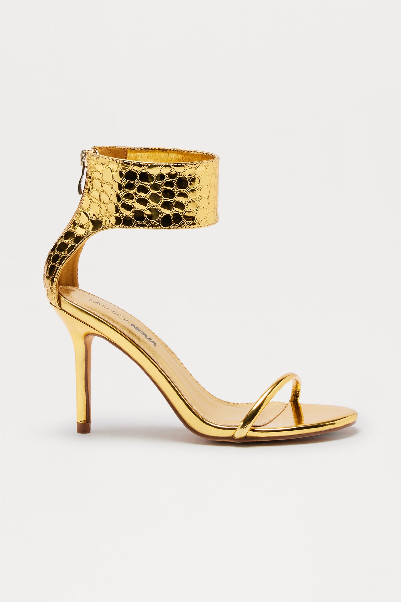 Amaze Metallic Ankle Strap Heels - Gold