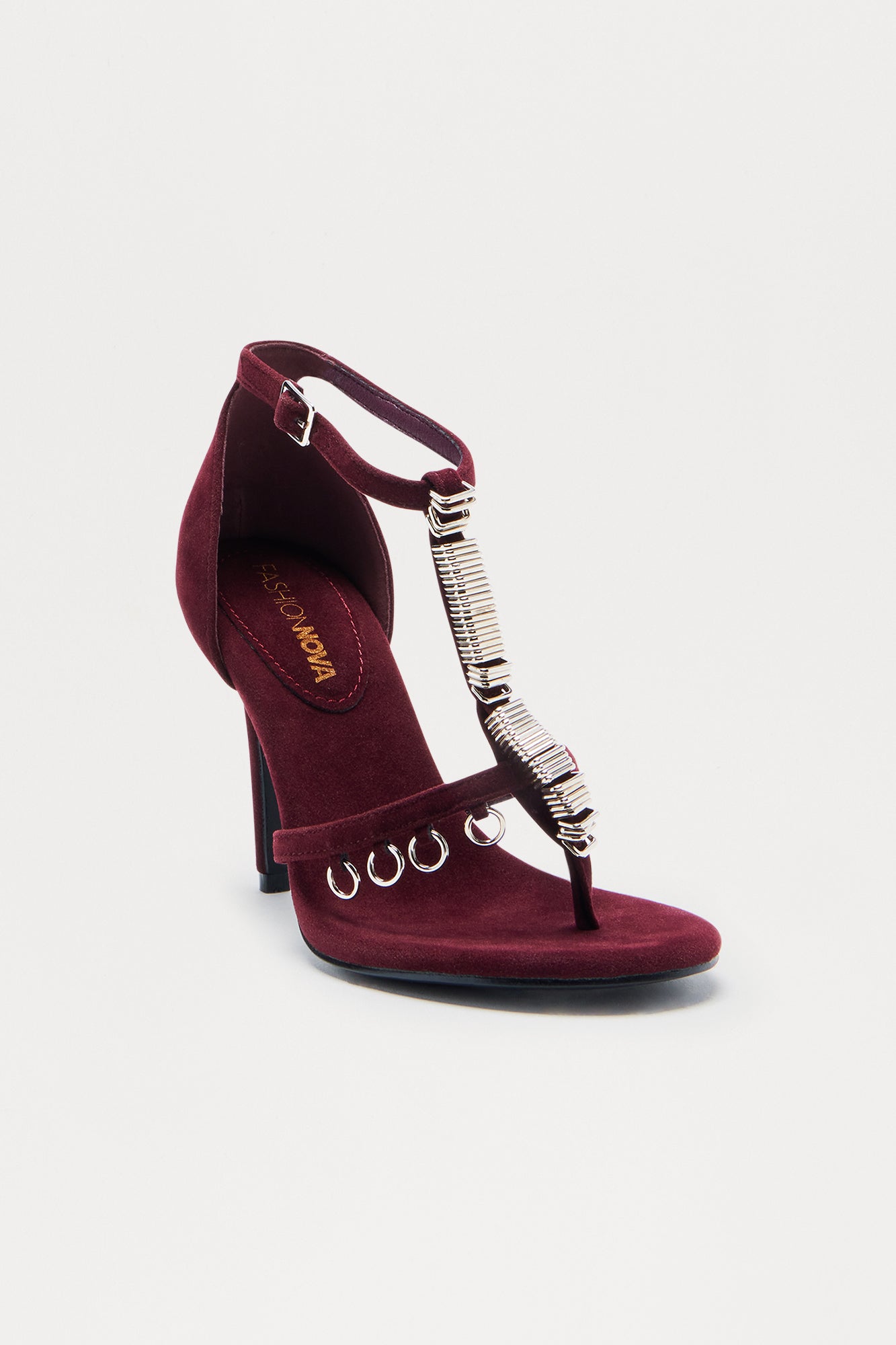 Plotline Hardware Thong Heels - Burgundy
