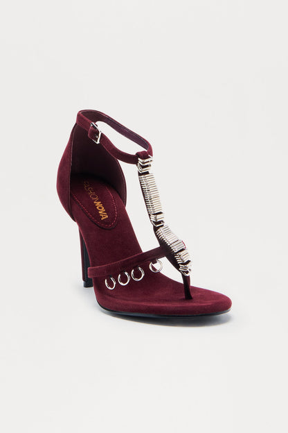 Plotline Hardware Thong Heels - Burgundy