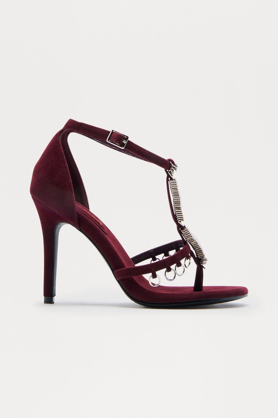 Plotline Hardware Thong Heels - Burgundy