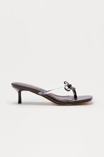 Aneli Bow Thong Mules - Chocolate