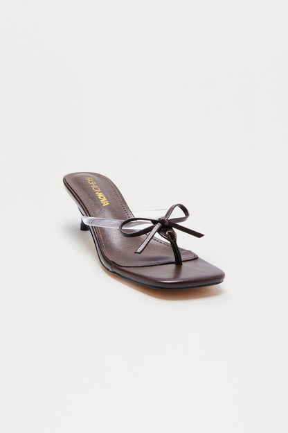 Aneli Bow Thong Mules - Chocolate