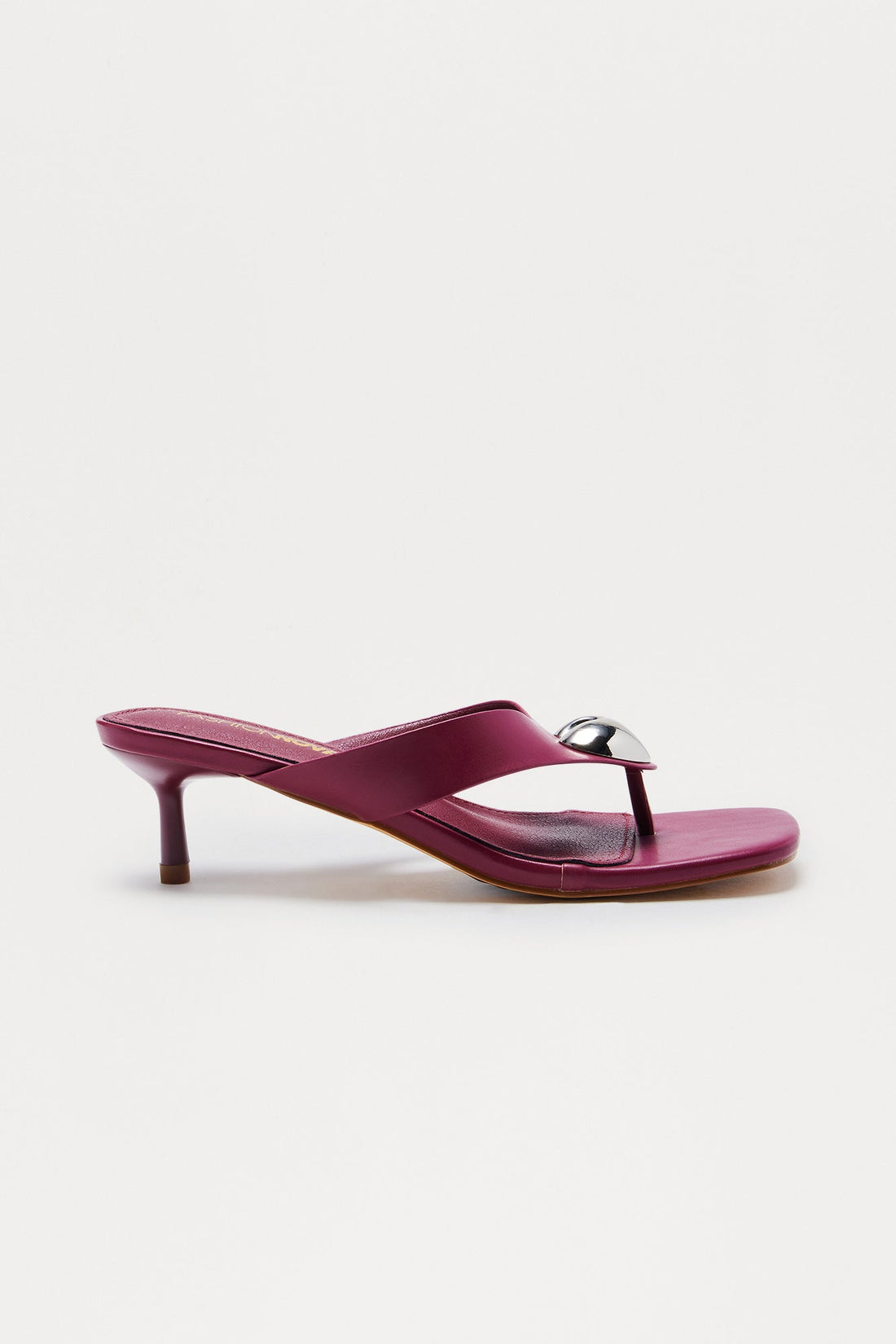 Taye Heart Thong Mules - Burgundy