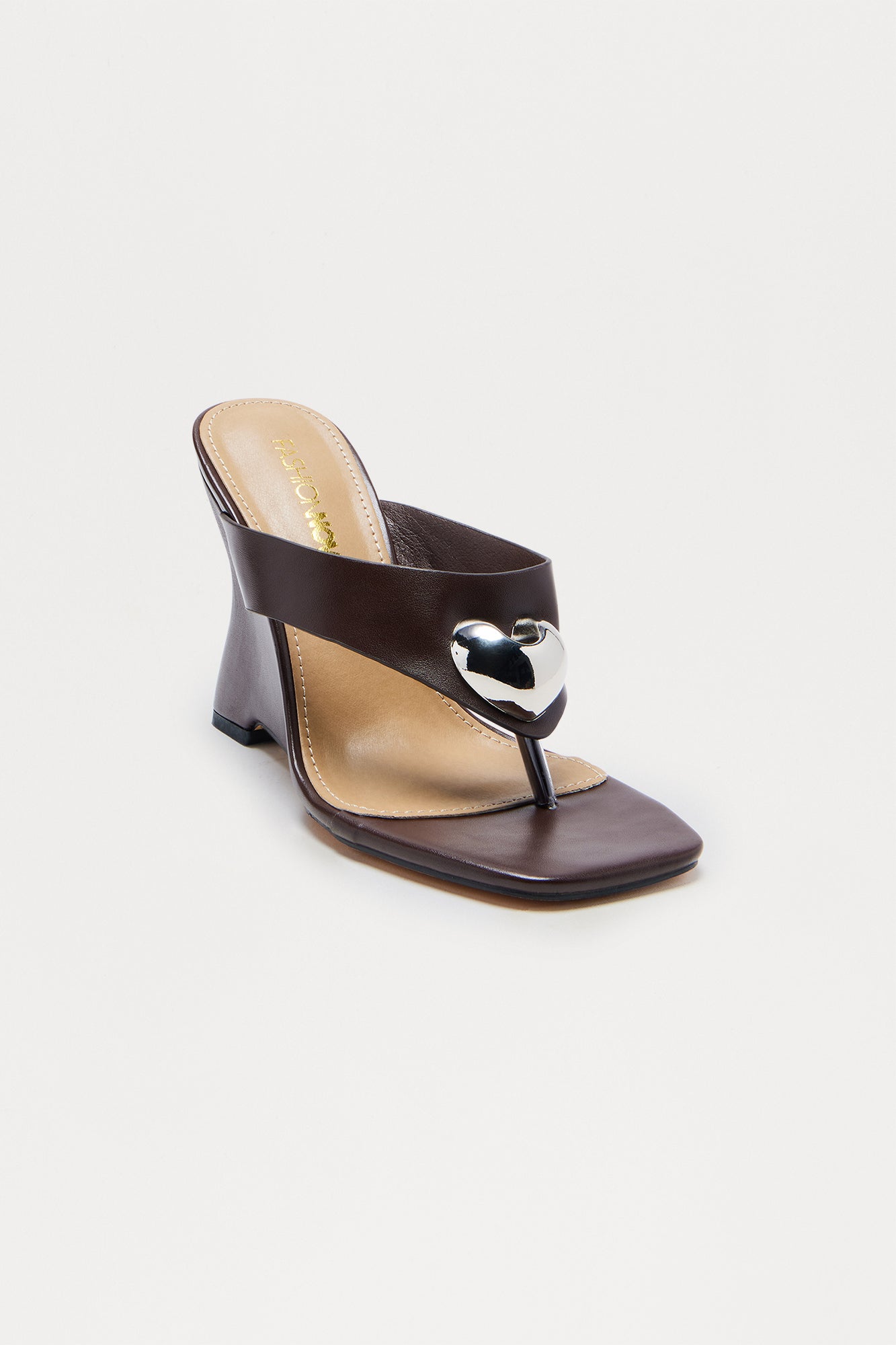 Gifted Heart Thong Wedges - Chocolate