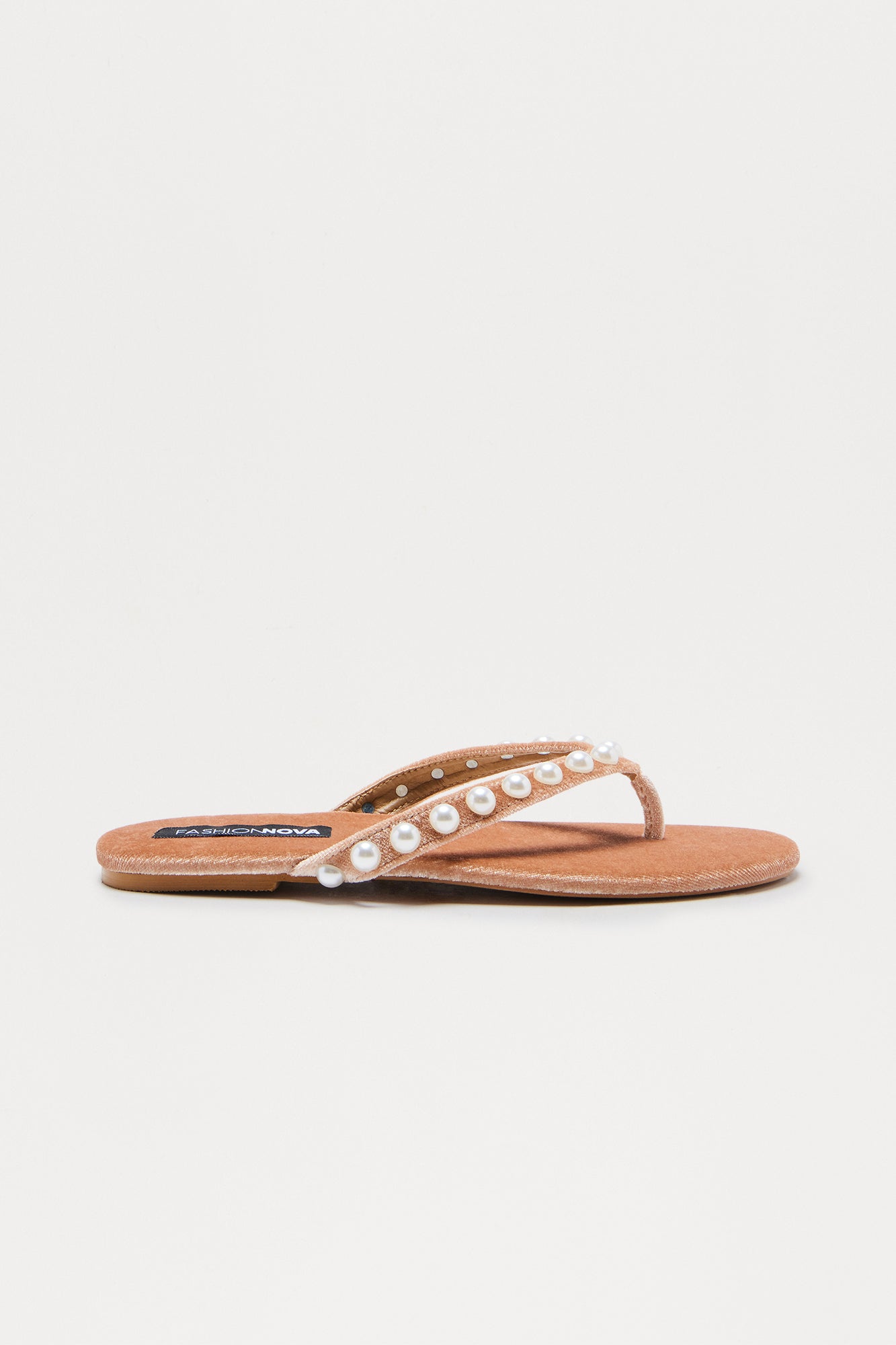 Tropez Pearl Velvet Flip Flops - Champagne
