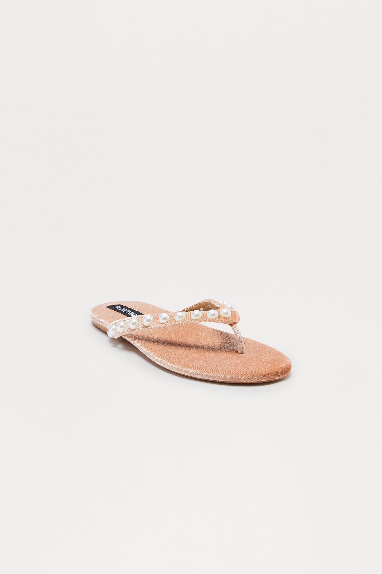 Tropez Pearl Velvet Flip Flops - Champagne
