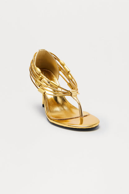 Philo Beaded Thong Heels - Gold