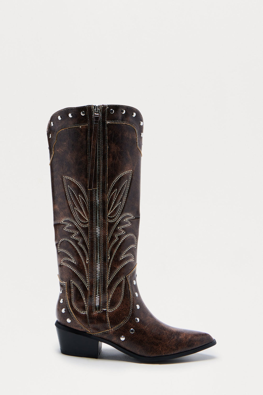 Parton Studded Cowboy Boots - Brown