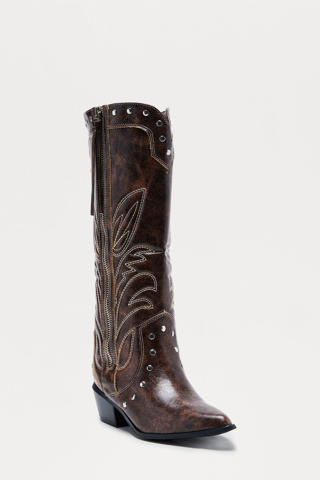 Parton Studded Cowboy Boots - Brown
