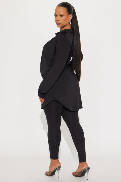 Monique Cowl Neck Legging Set - Black