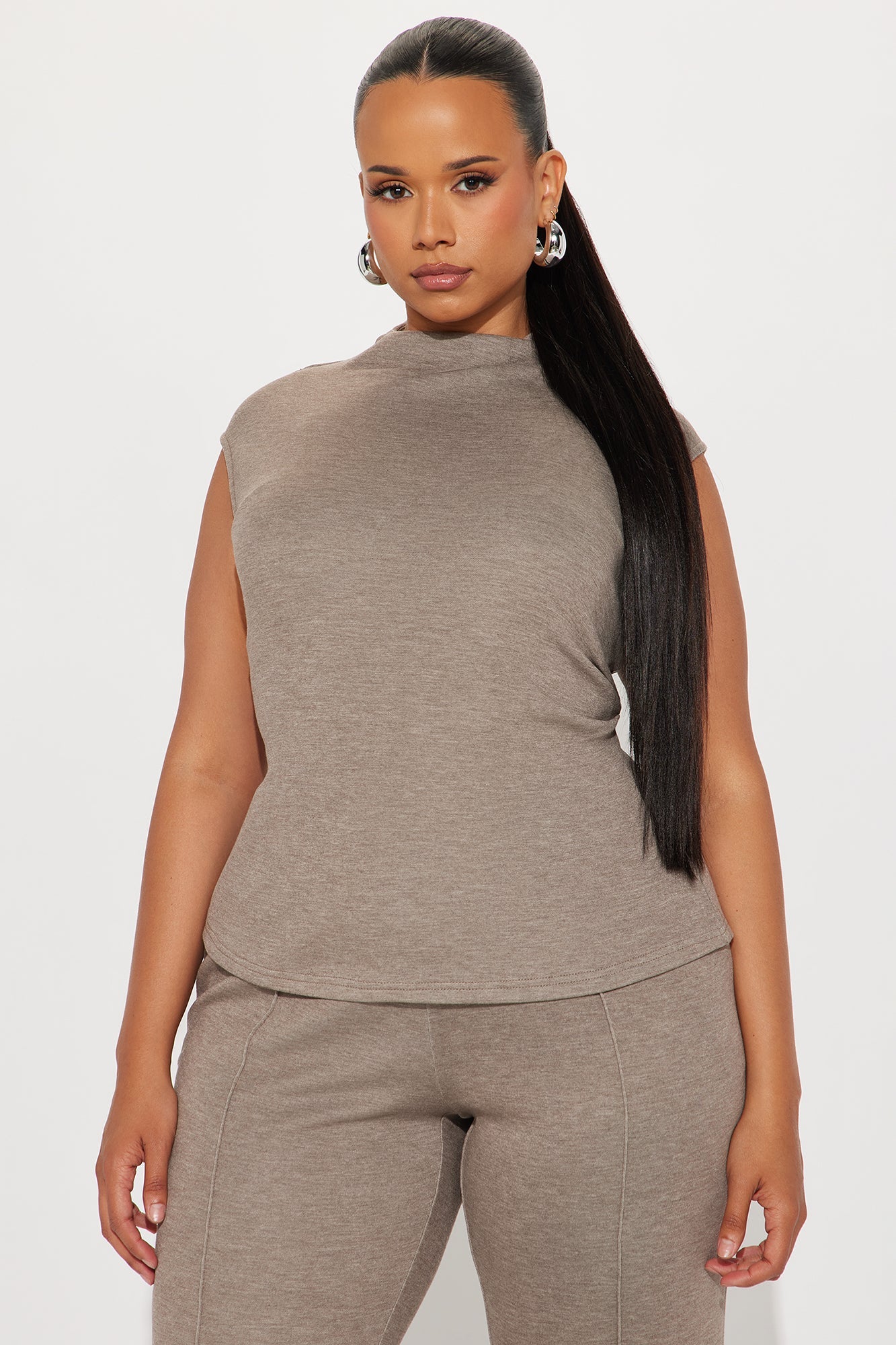 Shayla High Neck Pant Set - Mocha