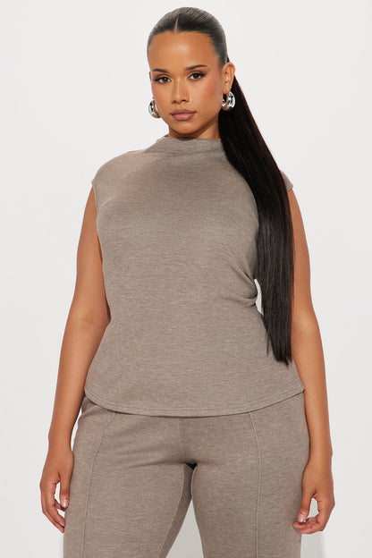 Shayla High Neck Pant Set - Mocha