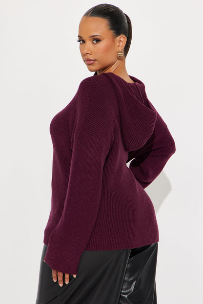 The Coziest Hooded Sweater - Plum
