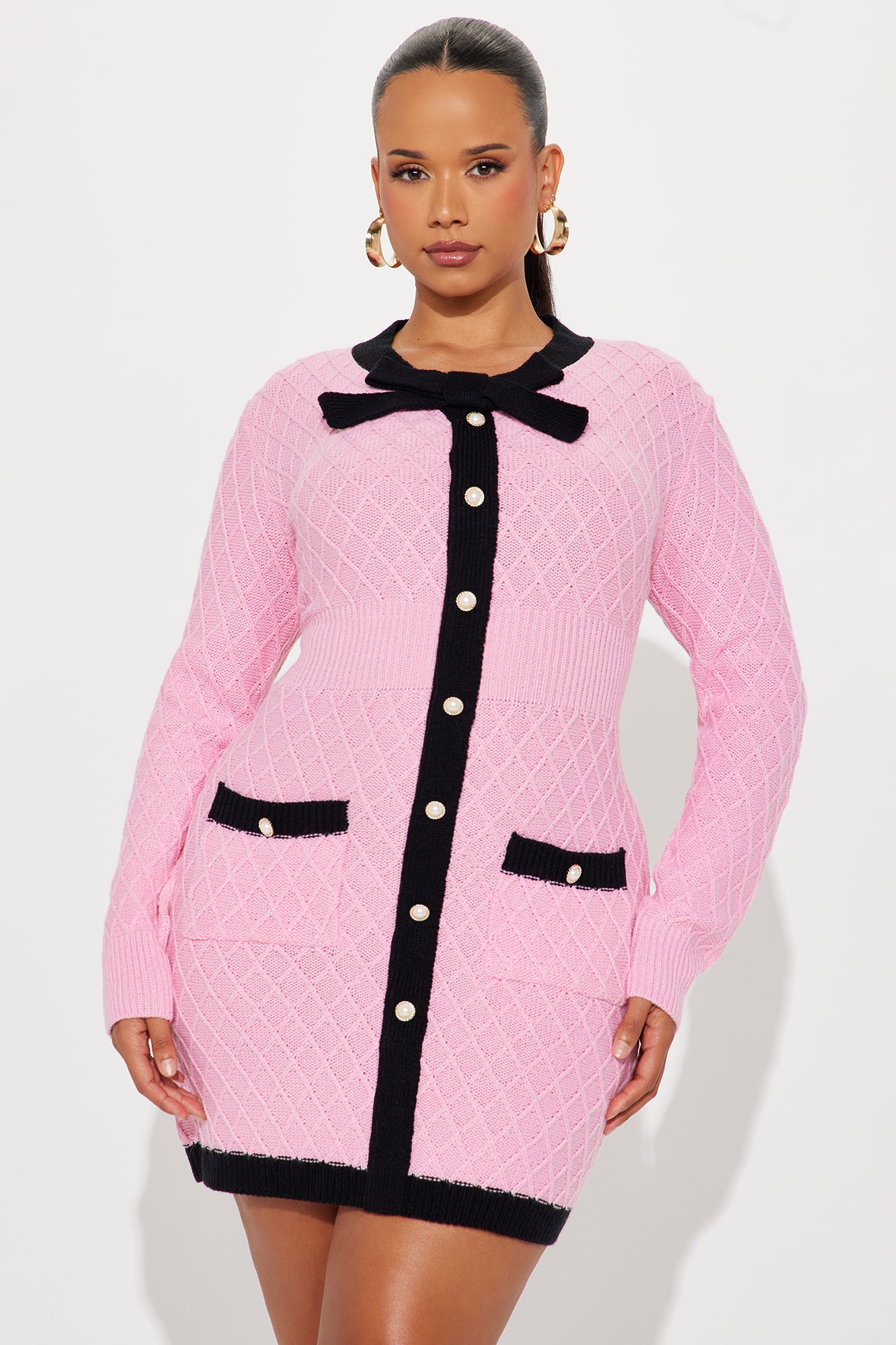 Willa Long Sleeve Sweater Mini Dress - Pink